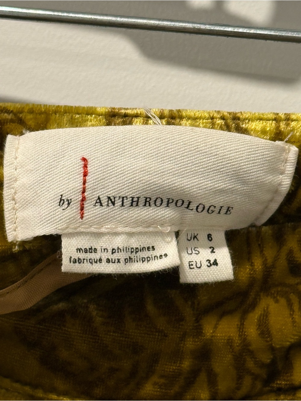 Anthropologie Wide Leg Velvet Pants in Gold Floral - Picture 6 of 9